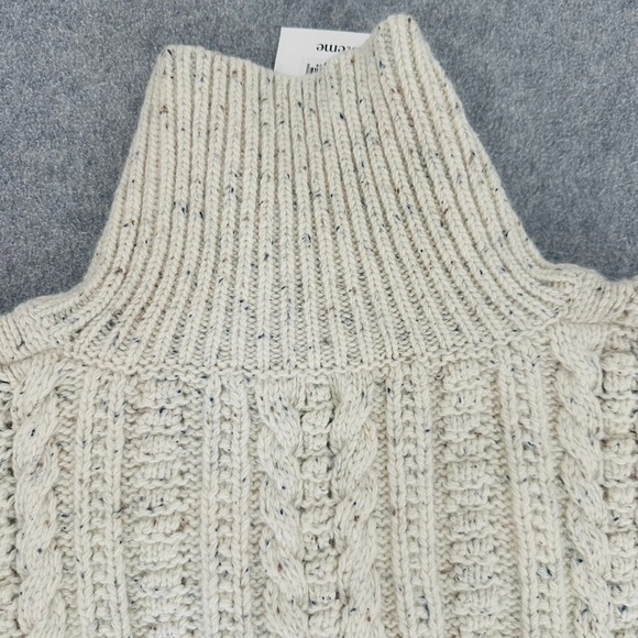 Toteme Cropped Cable Knit Turtleneck Sweater Off White Cream Chunky Quiet Luxury - Picture 6 of 13